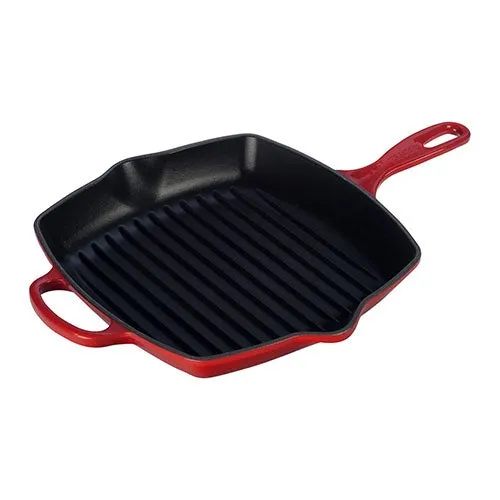 10.25" Signature Cast Iron Square Skillet Grill Cerise