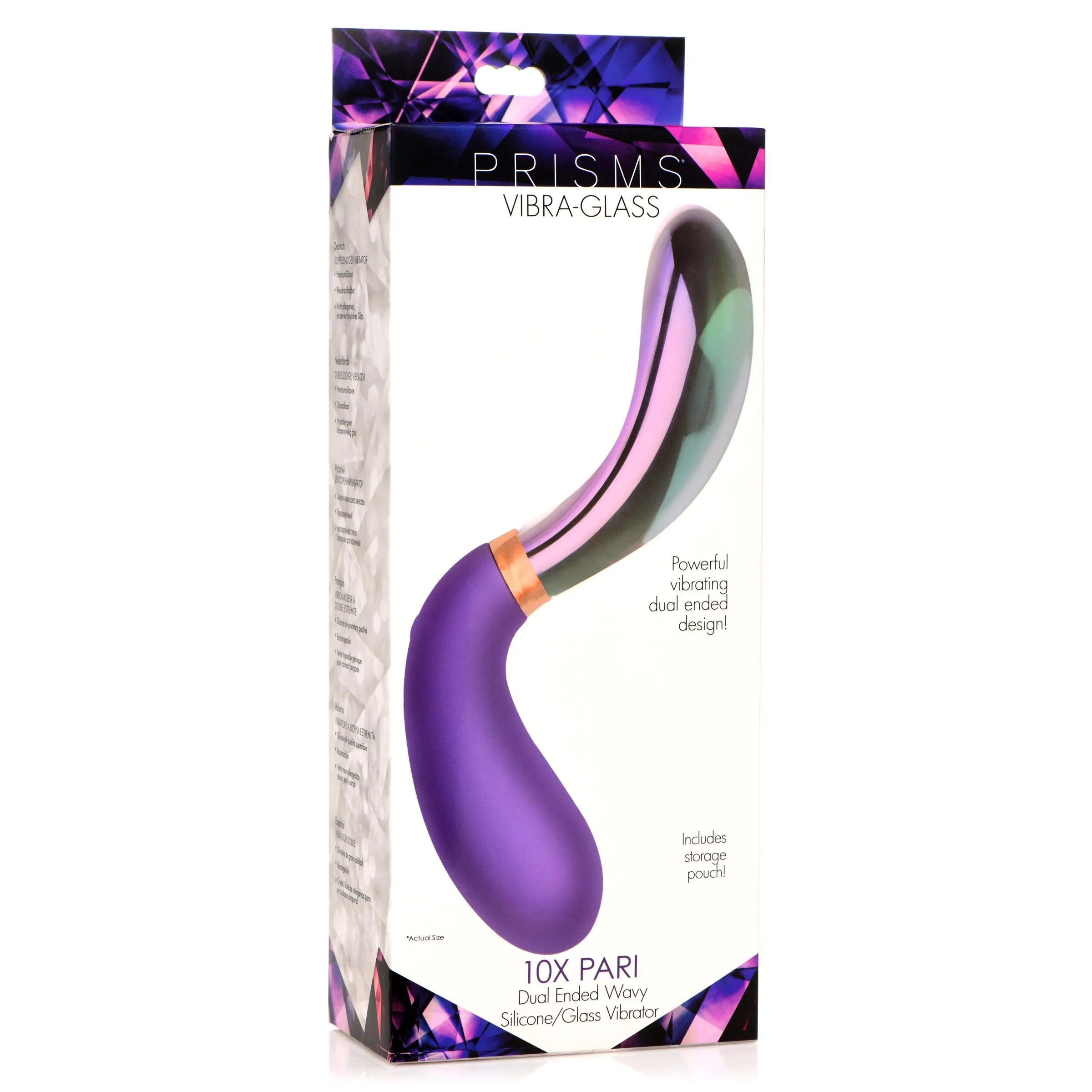 10X Pari Dual Ended Wavy Silicone and Glass Vibrator