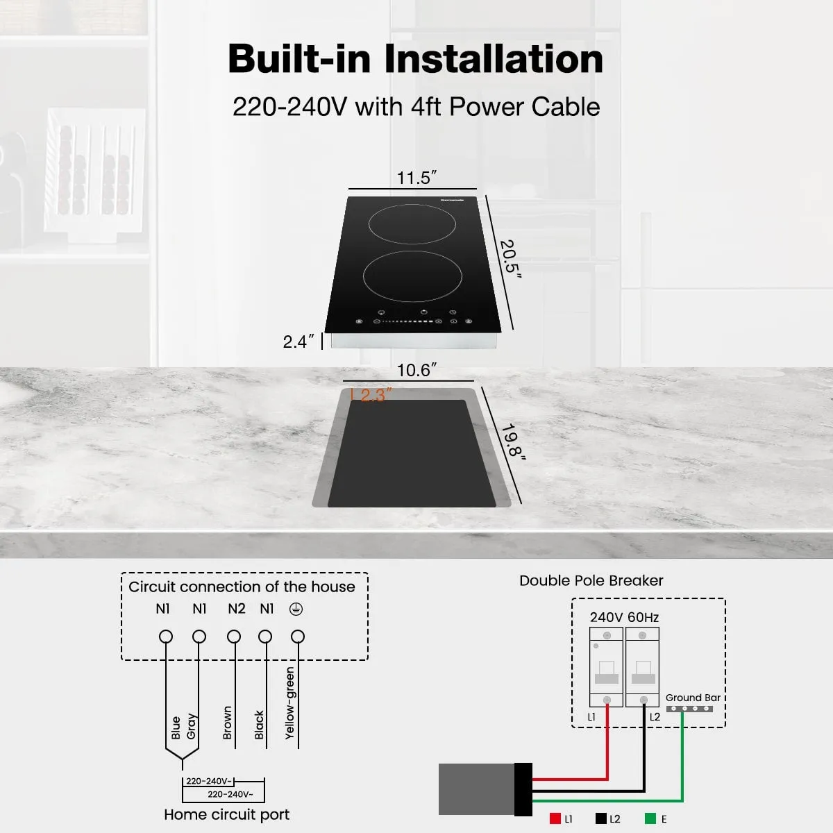 12‘’ Induction Cooktop w/ 2 Boost Burners