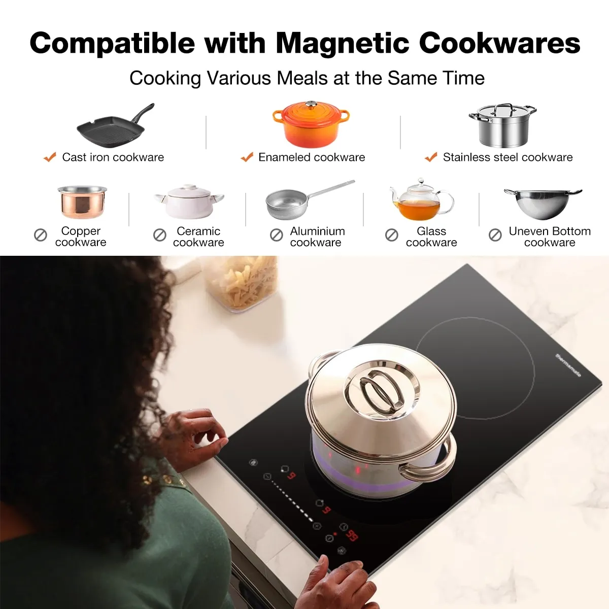 12‘’ Induction Cooktop w/ 2 Boost Burners