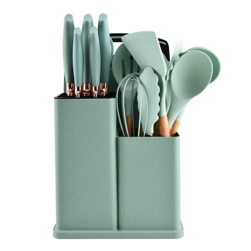 19 Piece Silicone & Wooden Handle Kitchenware Set