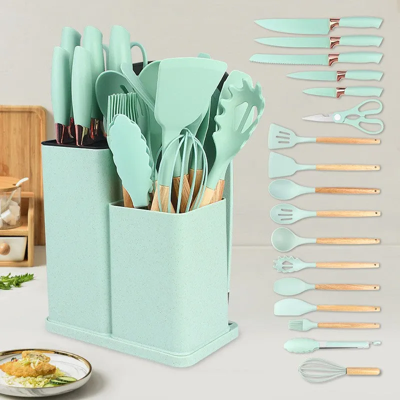 19 Piece Silicone & Wooden Handle Kitchenware Set