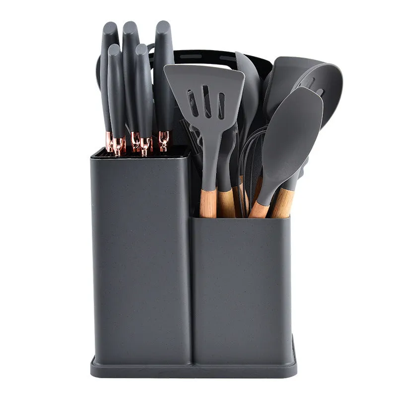 19 Piece Silicone & Wooden Handle Kitchenware Set