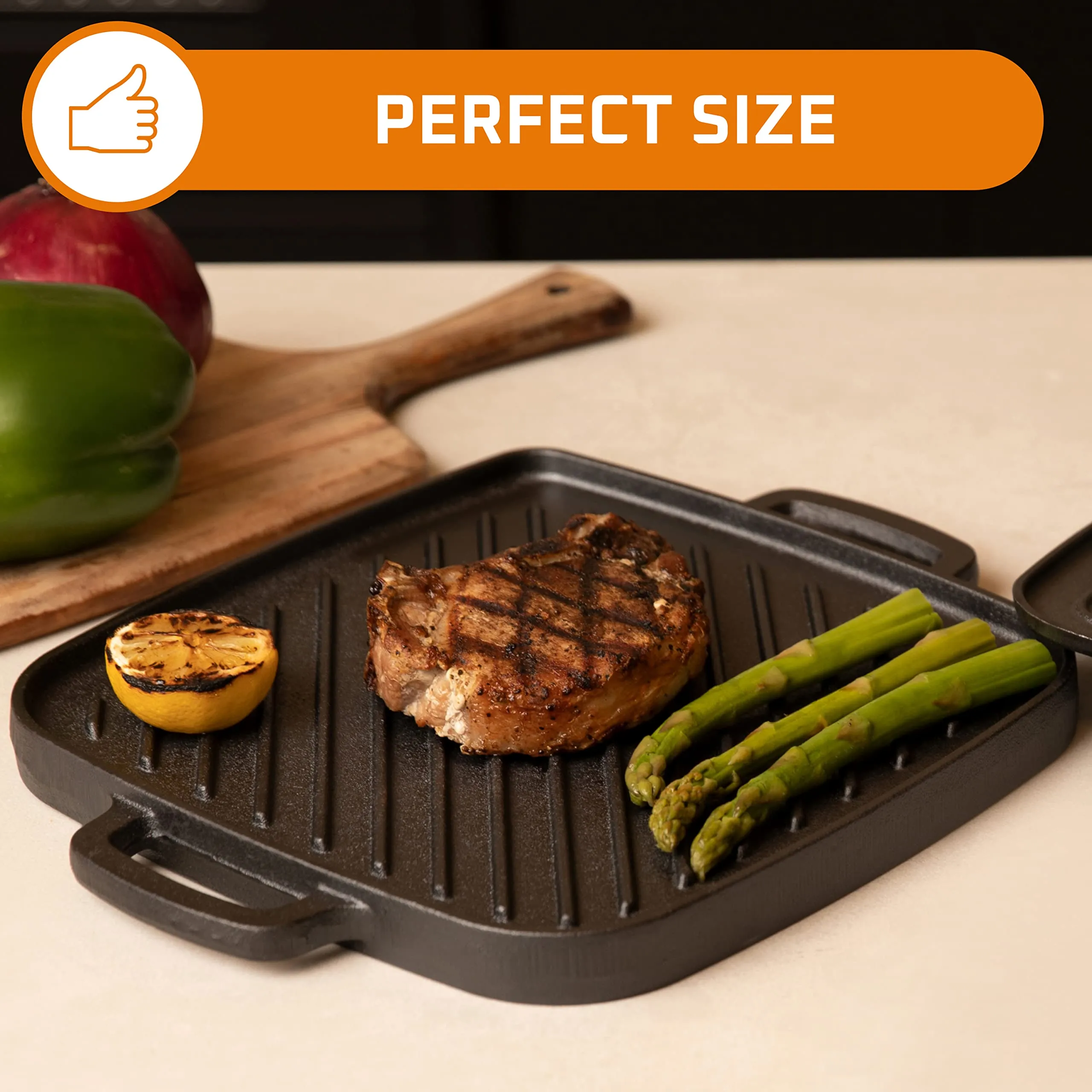 2In1 Pre-Seasoned Square Cast Iron Reversible Griddle Grill Pan Cookware For Single Burn