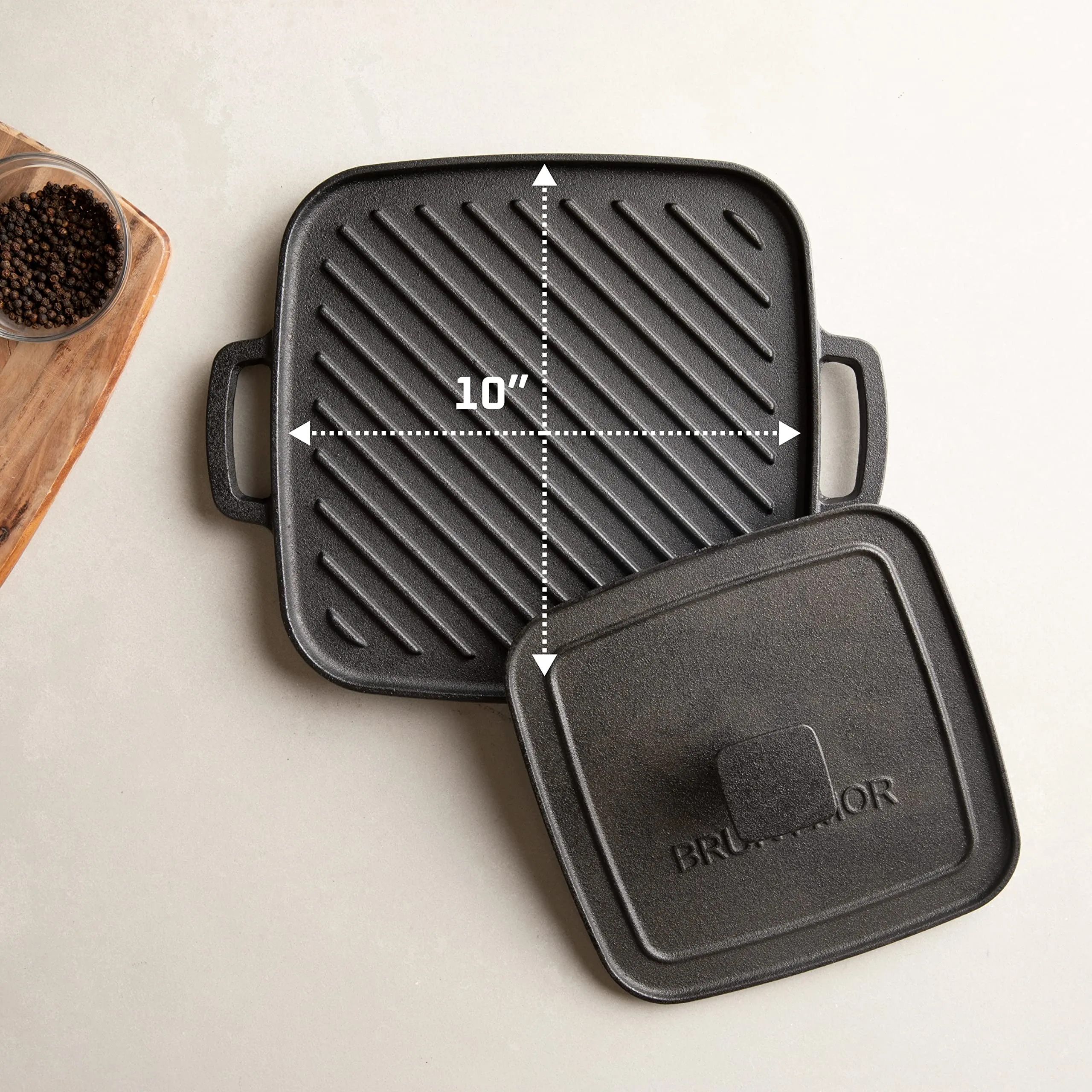 2In1 Pre-Seasoned Square Cast Iron Reversible Griddle Grill Pan Cookware For Single Burn