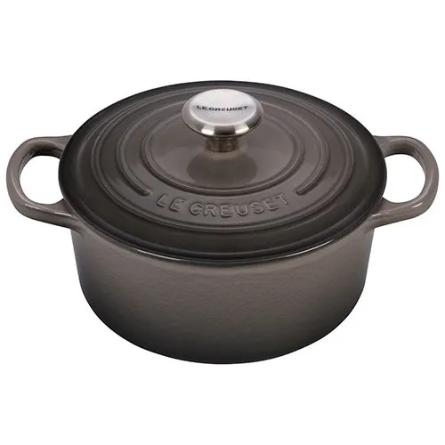 2qt Signature Cast Iron Round Dutch Oven Oyster