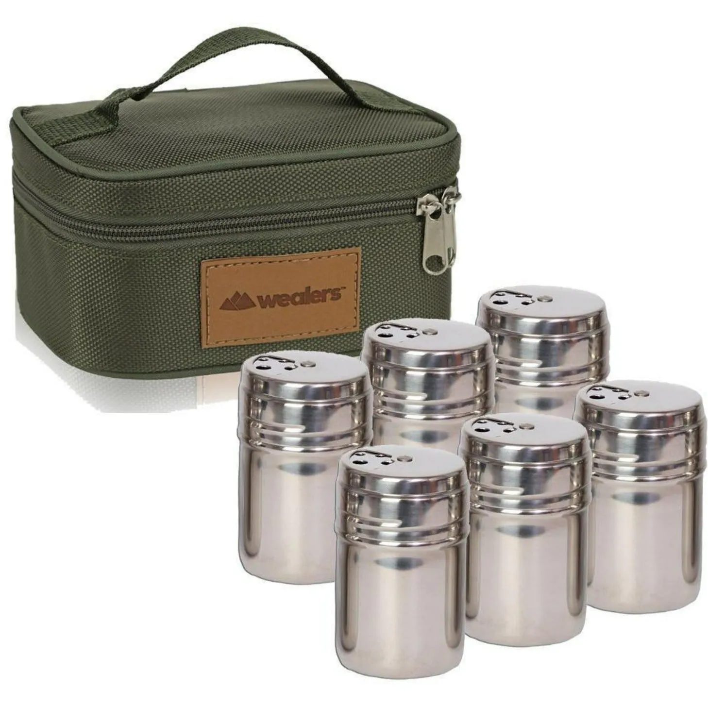 6 PC STAINLESS STEEL SPICE SHAKERS KIT