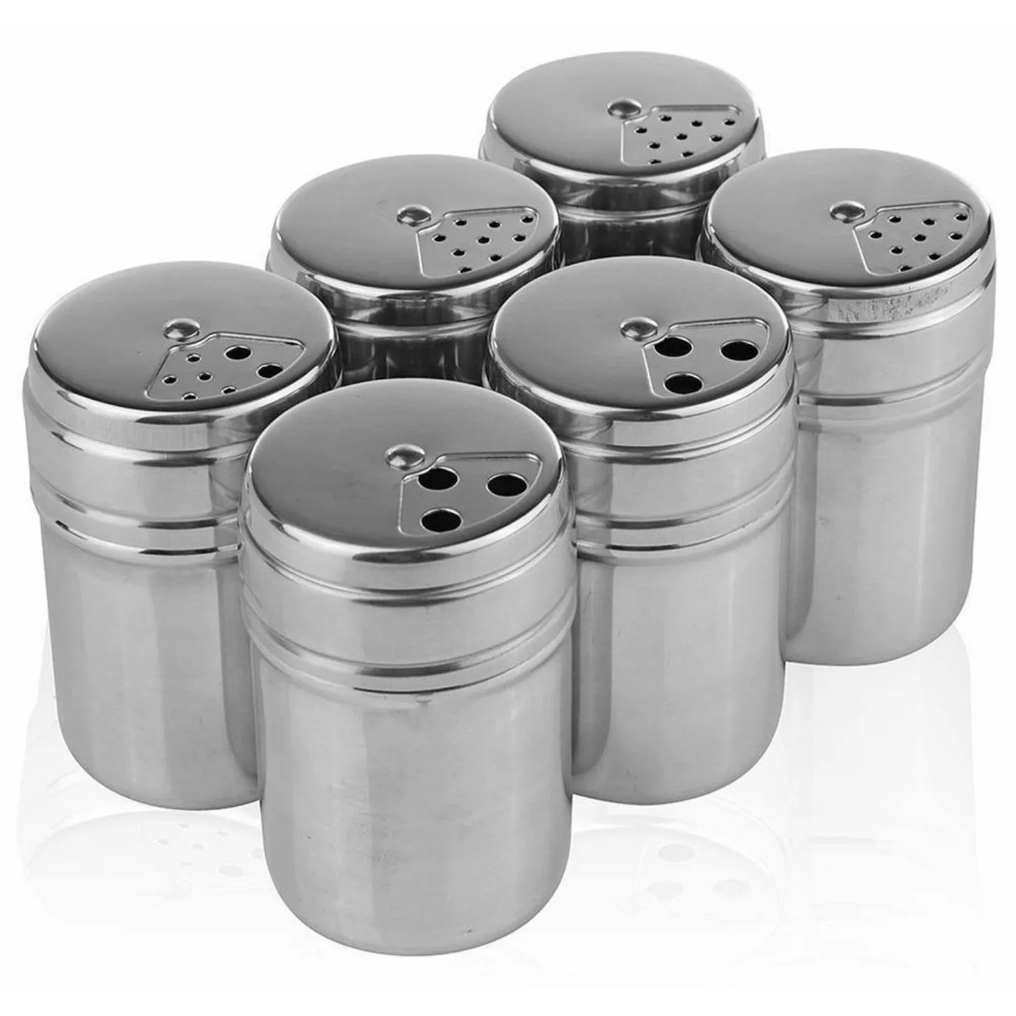 6 PC STAINLESS STEEL SPICE SHAKERS KIT