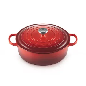 6.75qt Signature Cast Iron Round Wide Oven, Cerise