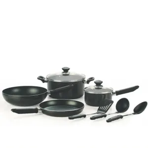 9 Piece Cookware Set Black