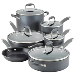 Advanced Home 11pc Hard Anodized Nonstick Cookware Set Moonstone