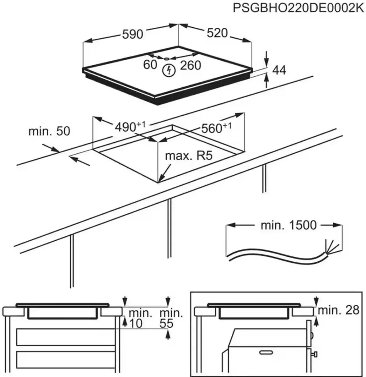 AEG IKX64301CB Induction Hob - 59cm Black, Frameless Design, Touch