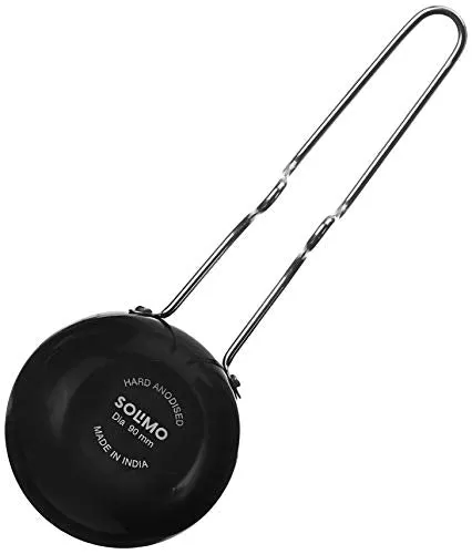 Amazon Brand - Solimo Hard Anodized Small Tadka Pan (9.4cm),Aluminium, Black