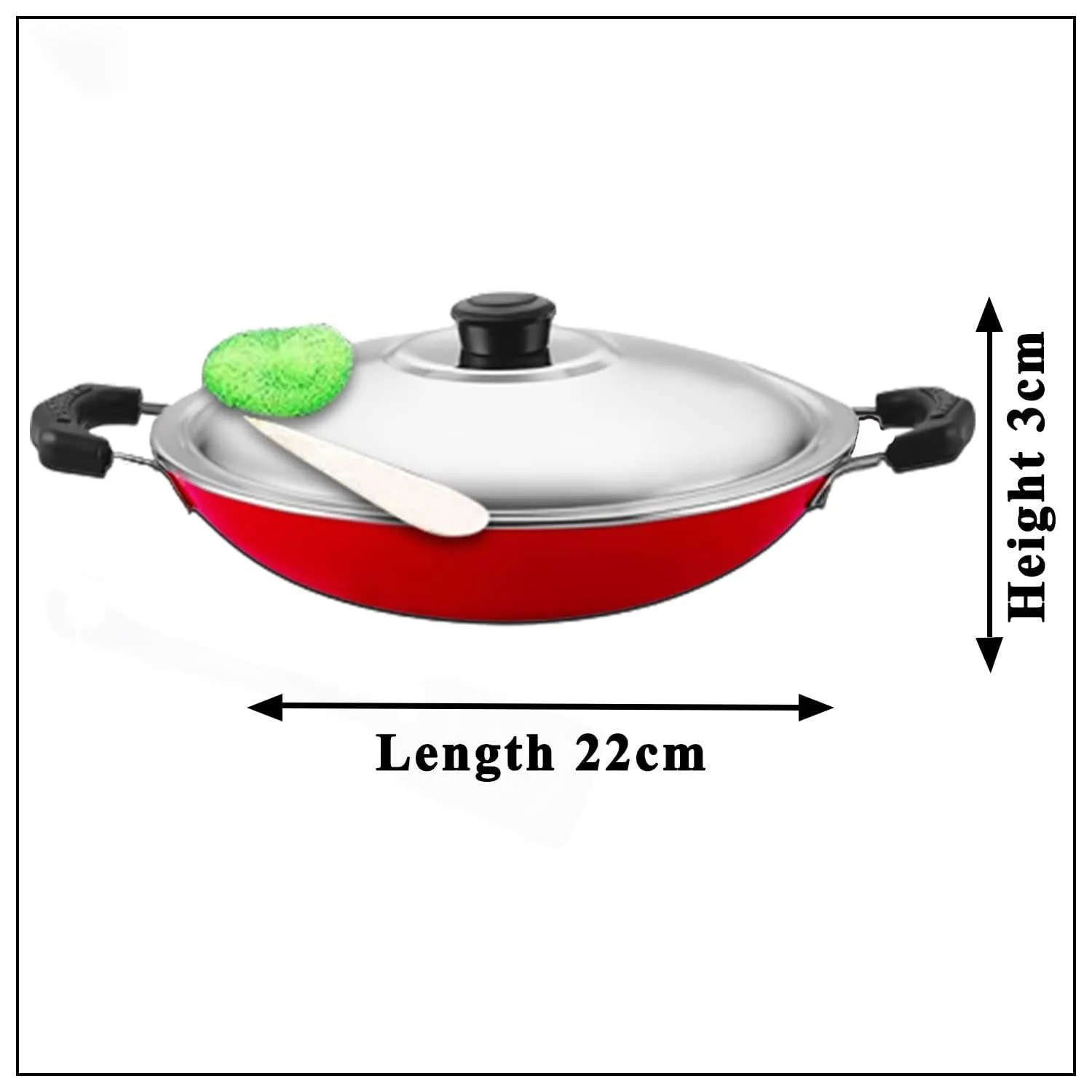 Appachatti with Stainless Steel Lid | Appam Pot Pan 22 cm | Up To 70% Off