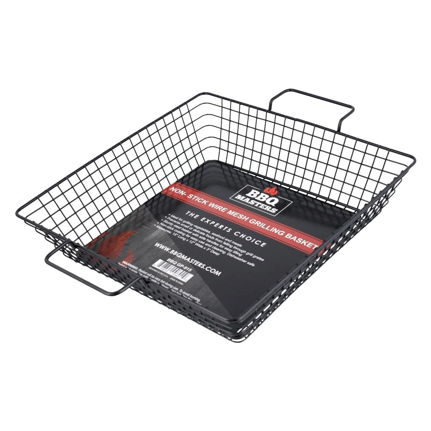 BBQ Masters Non-Stick Wire Mesh Grilling Basket - Grill Topper Barbecue Pan - Cook Vegetables, Seafood, Meats