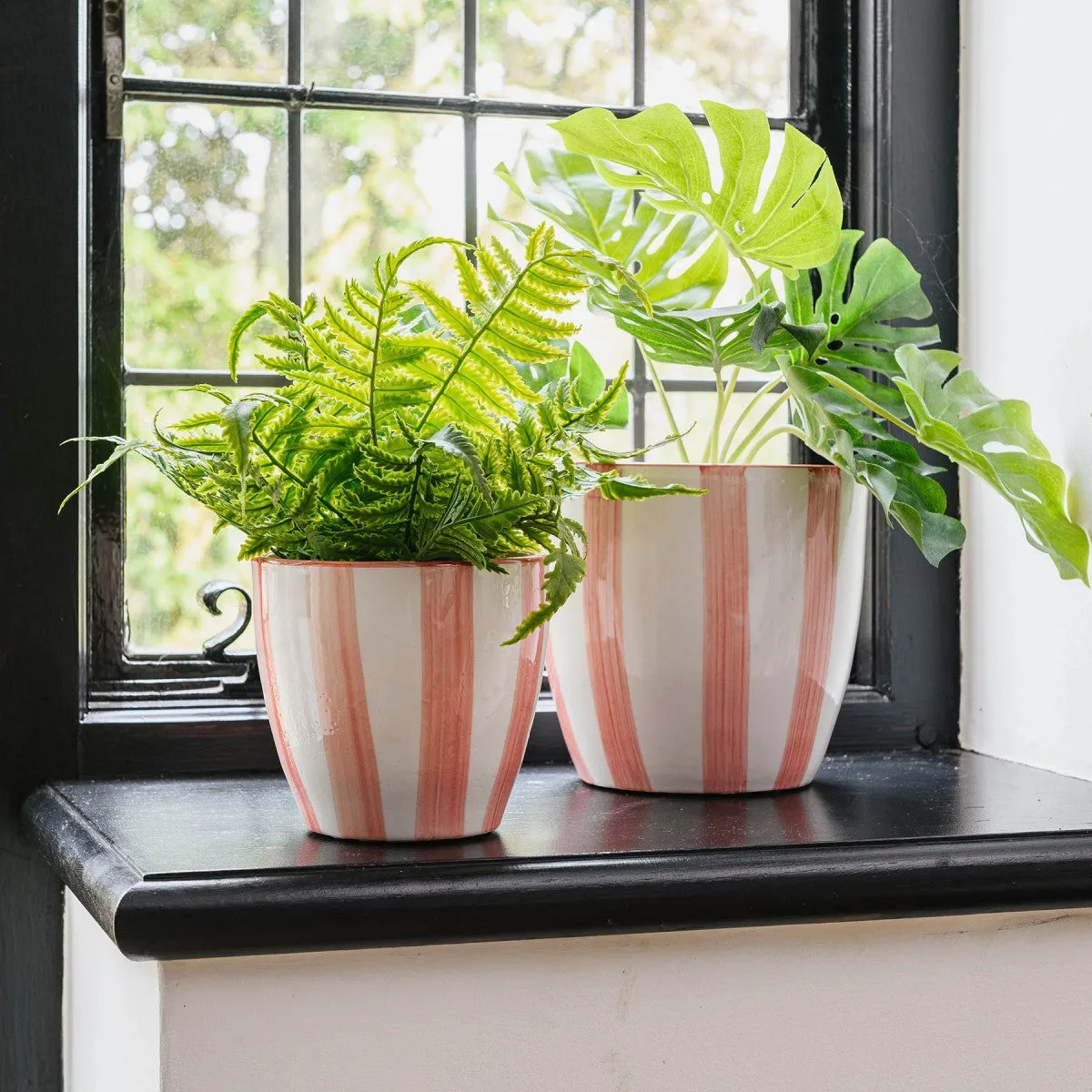 Beacon Tapered Brick Stripe Ceramic Pot