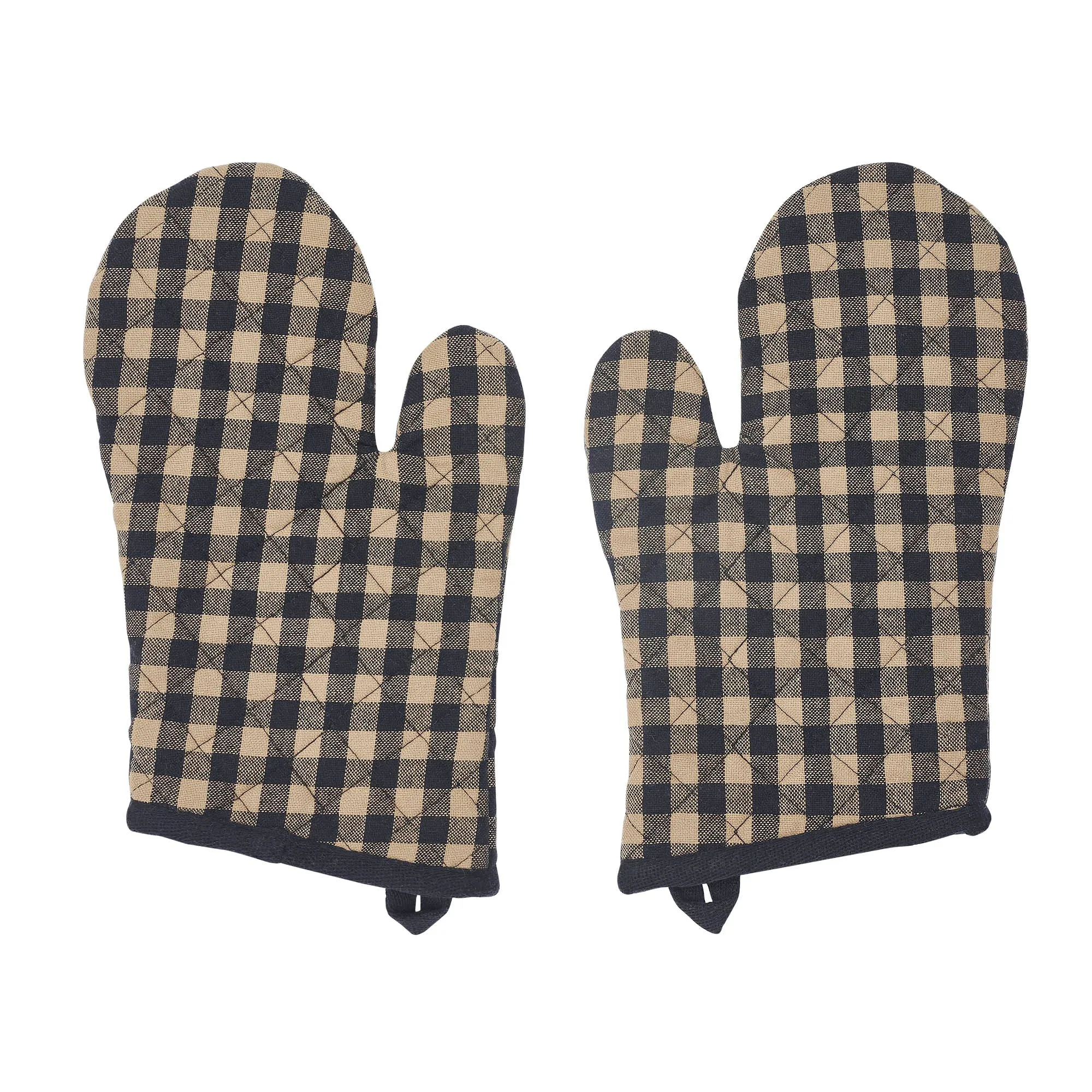 Black Check Oven Mitt Set of 2