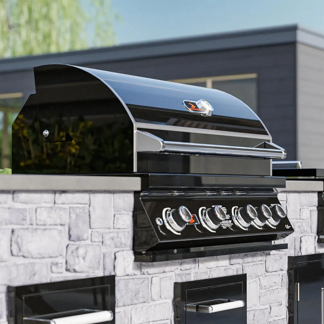 Black Silk Burford 4 Burner Built in BBQ with Rotisserie & Cover - Whistler Grills