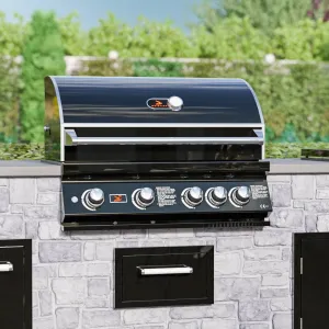 Black Silk Burford 4 Burner Built in BBQ with Rotisserie & Cover - Whistler Grills