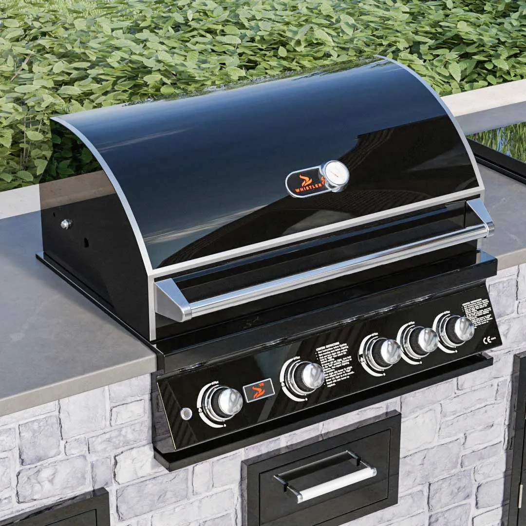 Black Silk Burford 4 Burner Built in BBQ with Rotisserie & Cover - Whistler Grills