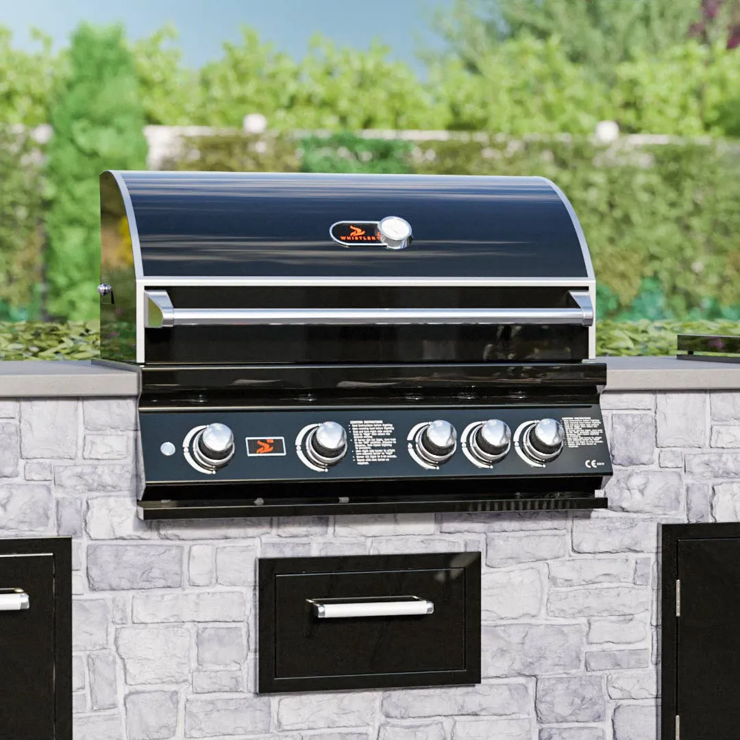 Black Silk Burford 4 Burner Built in BBQ with Rotisserie & Cover - Whistler Grills