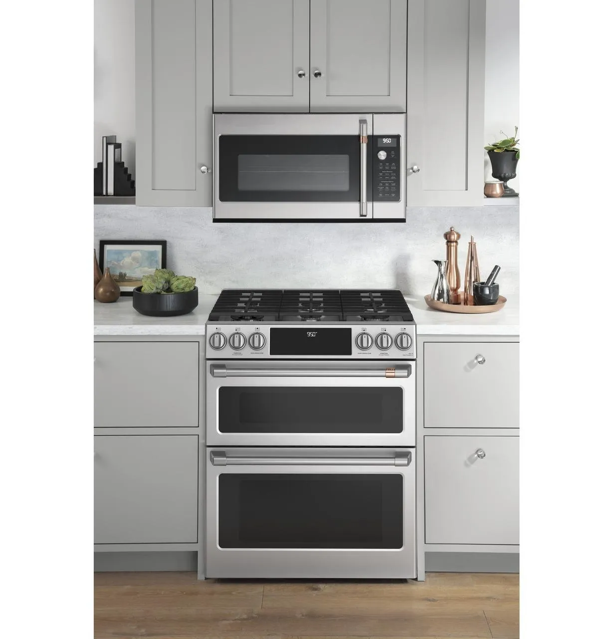 Cafe C2S950P2MS1 Caf(eback)™ 30" Smart Slide-In, Front-Control, Dual-Fuel, Double-Oven Range with Convection