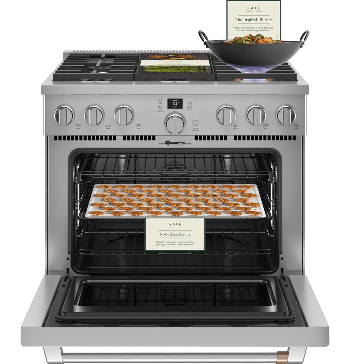 Cafe C2Y366P2TS1 Caf(eback)™ 36" Smart Dual-Fuel Commercial-Style Range with 6 Burners (Natural Gas)