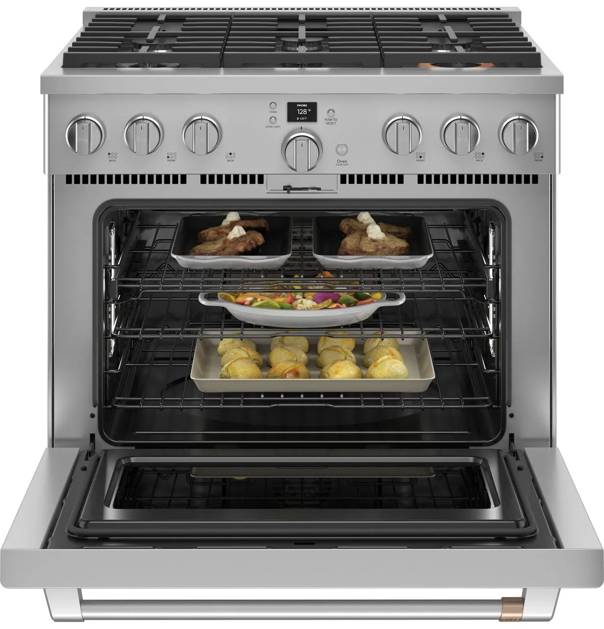 Cafe C2Y366P2TS1 Caf(eback)™ 36" Smart Dual-Fuel Commercial-Style Range with 6 Burners (Natural Gas)