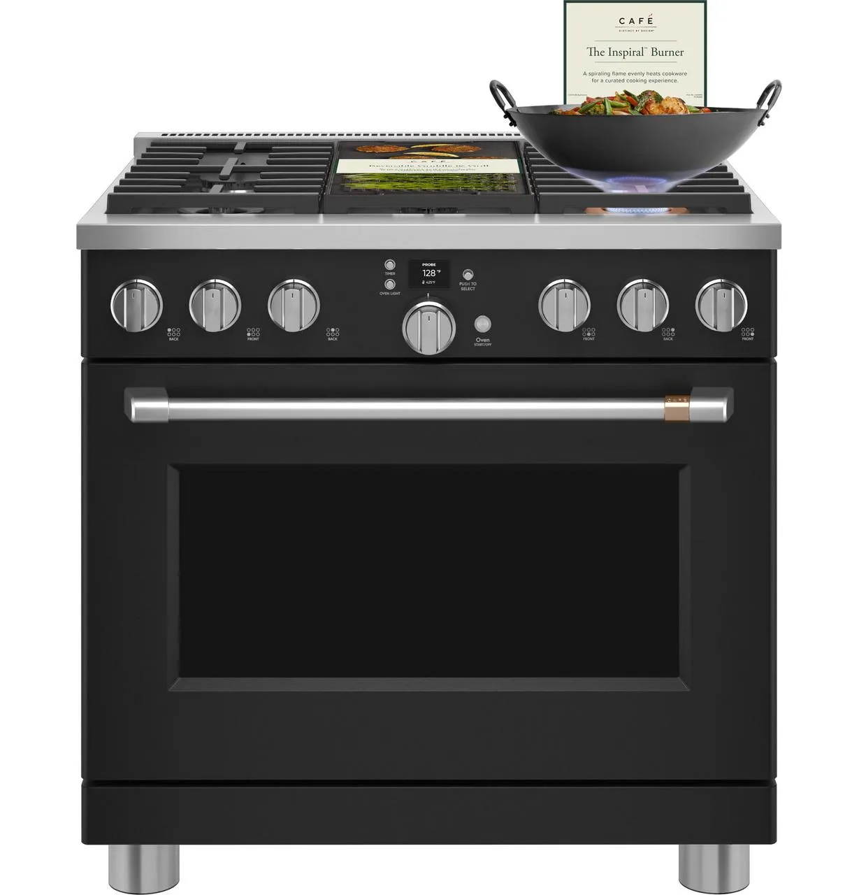 Cafe C2Y366P3TD1 Caf(eback)™ 36" Smart Dual-Fuel Commercial-Style Range with 6 Burners (Natural Gas)