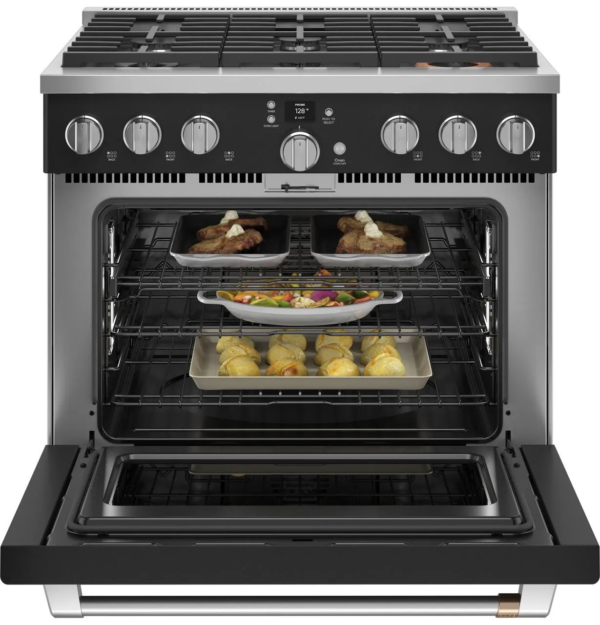 Cafe C2Y366P3TD1 Caf(eback)™ 36" Smart Dual-Fuel Commercial-Style Range with 6 Burners (Natural Gas)