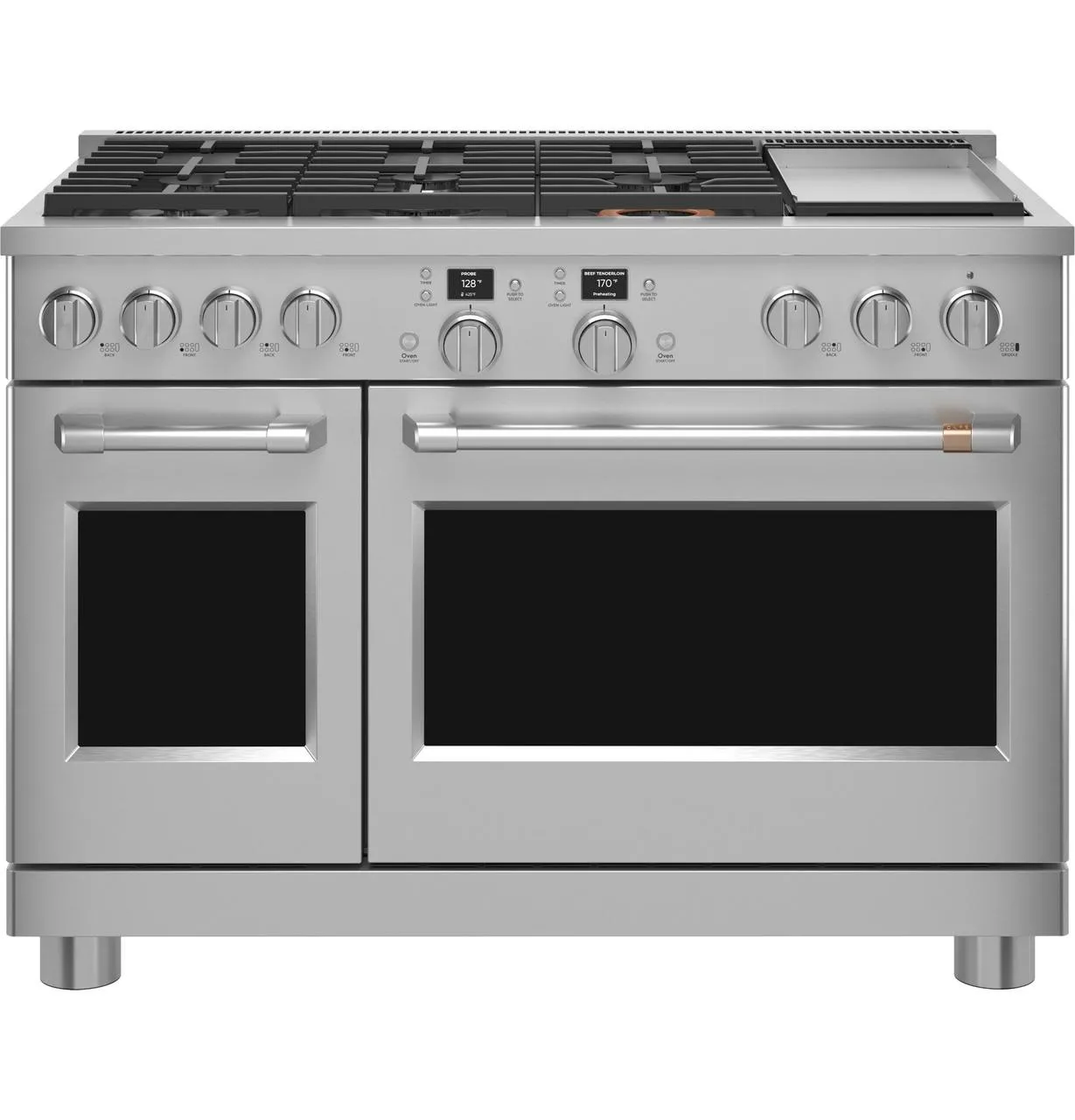 Cafe C2Y486P2TS1 Caf(eback)™ 48" Smart Dual-Fuel Commercial-Style Range with 6 Burners and Griddle (Natural Gas)