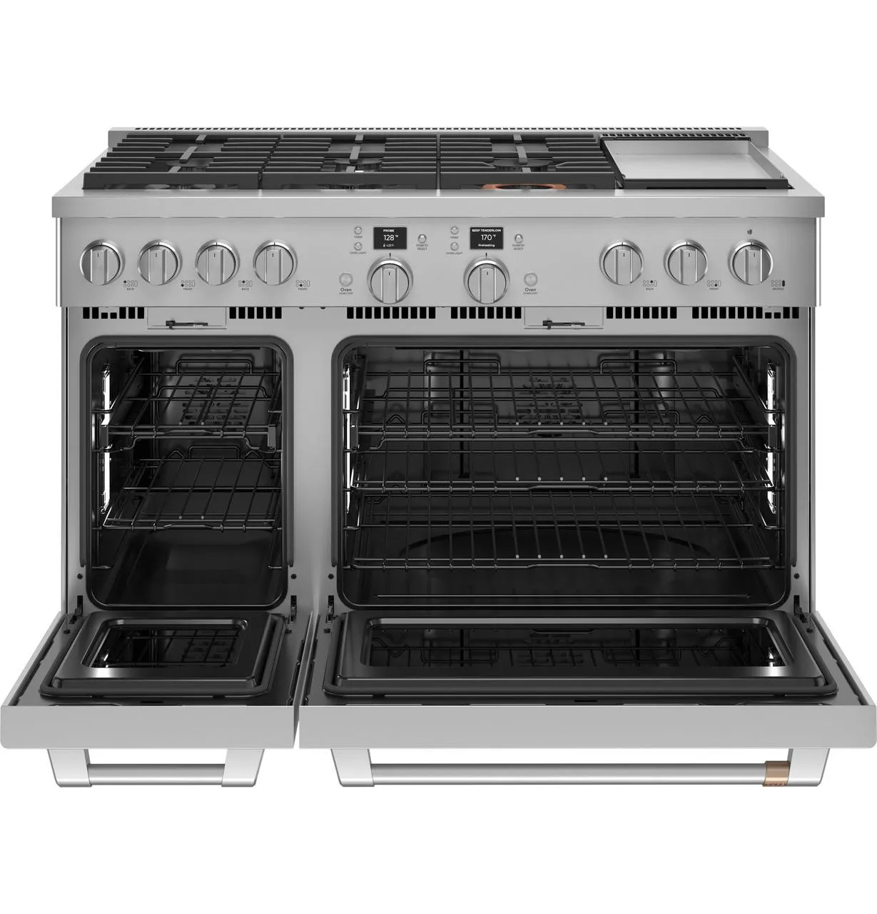 Cafe C2Y486P2TS1 Caf(eback)™ 48" Smart Dual-Fuel Commercial-Style Range with 6 Burners and Griddle (Natural Gas)