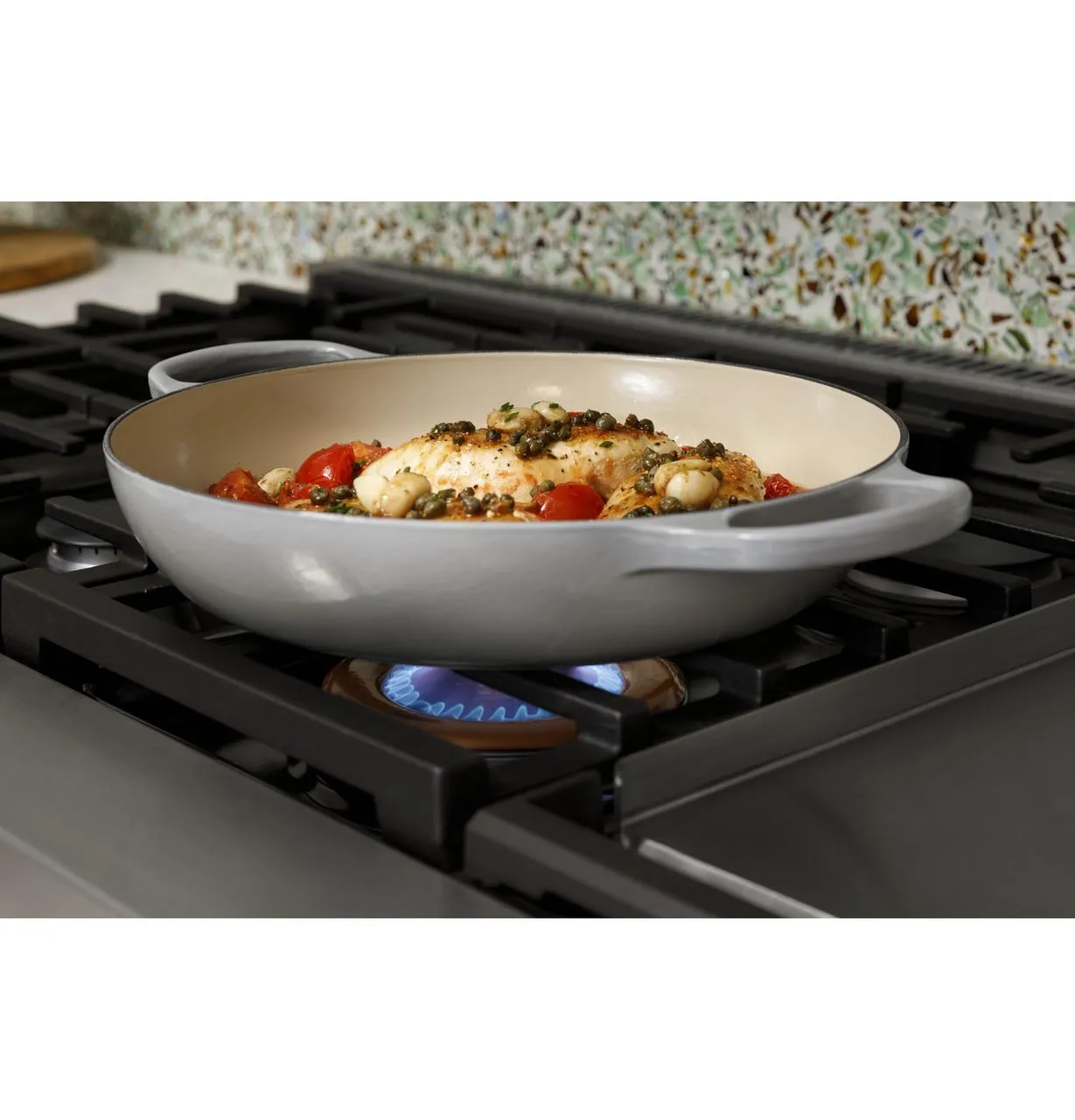 Cafe C2Y486P2TS1 Caf(eback)™ 48" Smart Dual-Fuel Commercial-Style Range with 6 Burners and Griddle (Natural Gas)