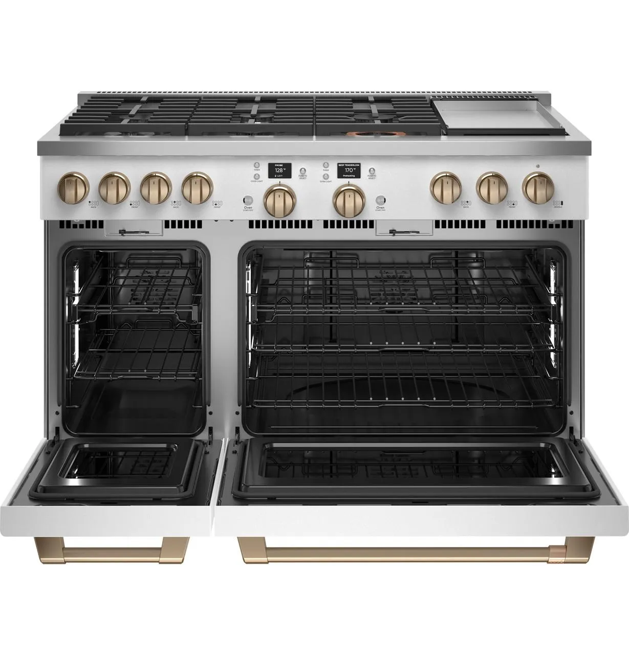 Cafe C2Y486P4TW2 Caf(eback)™ 48" Smart Dual-Fuel Commercial-Style Range with 6 Burners and Griddle (Natural Gas)