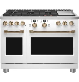 Cafe C2Y486P4TW2 Caf(eback)™ 48" Smart Dual-Fuel Commercial-Style Range with 6 Burners and Griddle (Natural Gas)