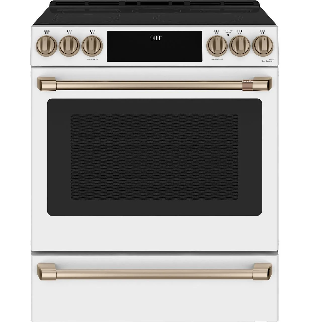 Cafe CHS900P4MW2 Caf(eback)™ 30" Smart Slide-In, Front-Control, Induction and Convection Range with Warming Drawer