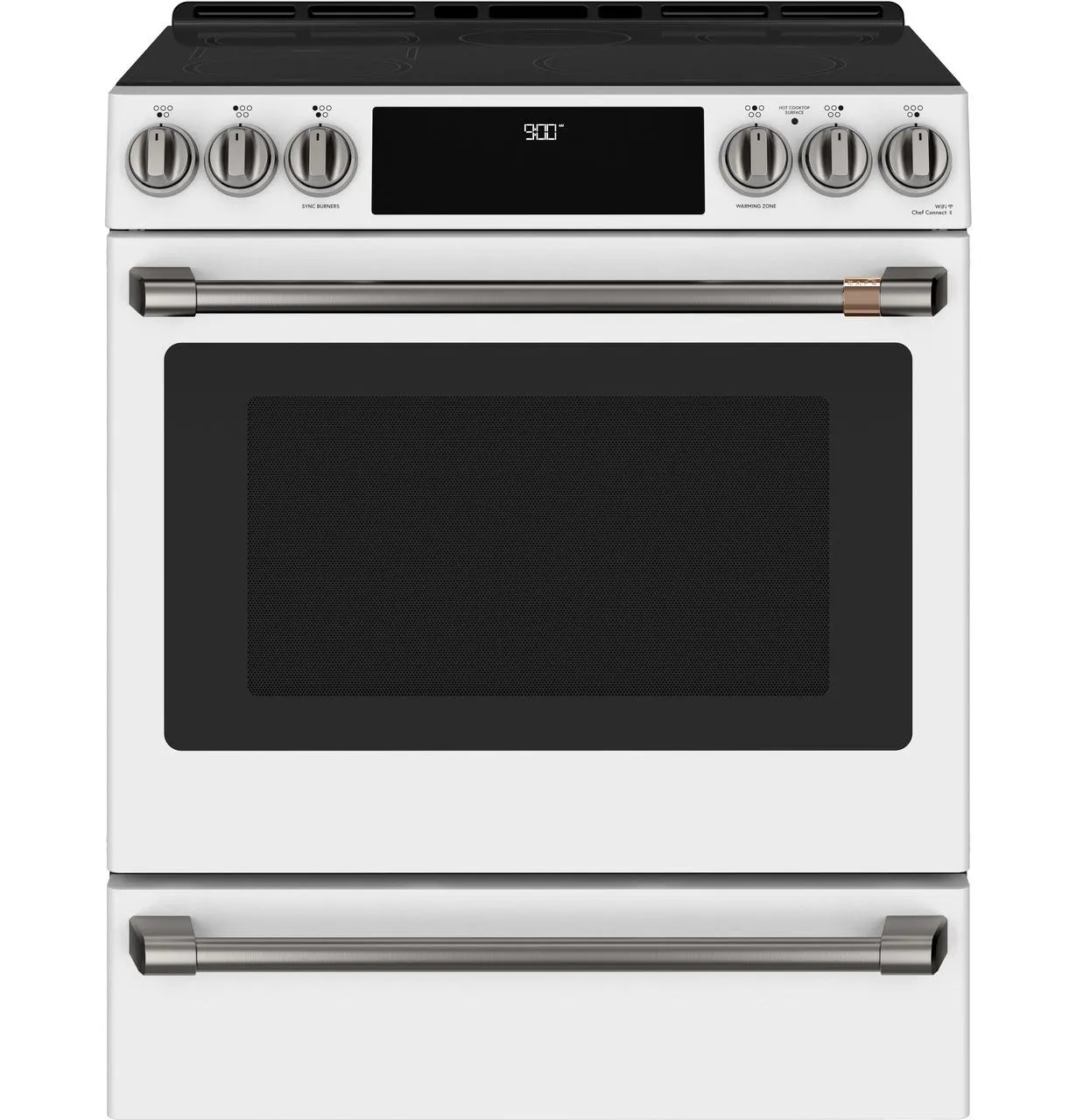 Cafe CHS900P4MW2 Caf(eback)™ 30" Smart Slide-In, Front-Control, Induction and Convection Range with Warming Drawer