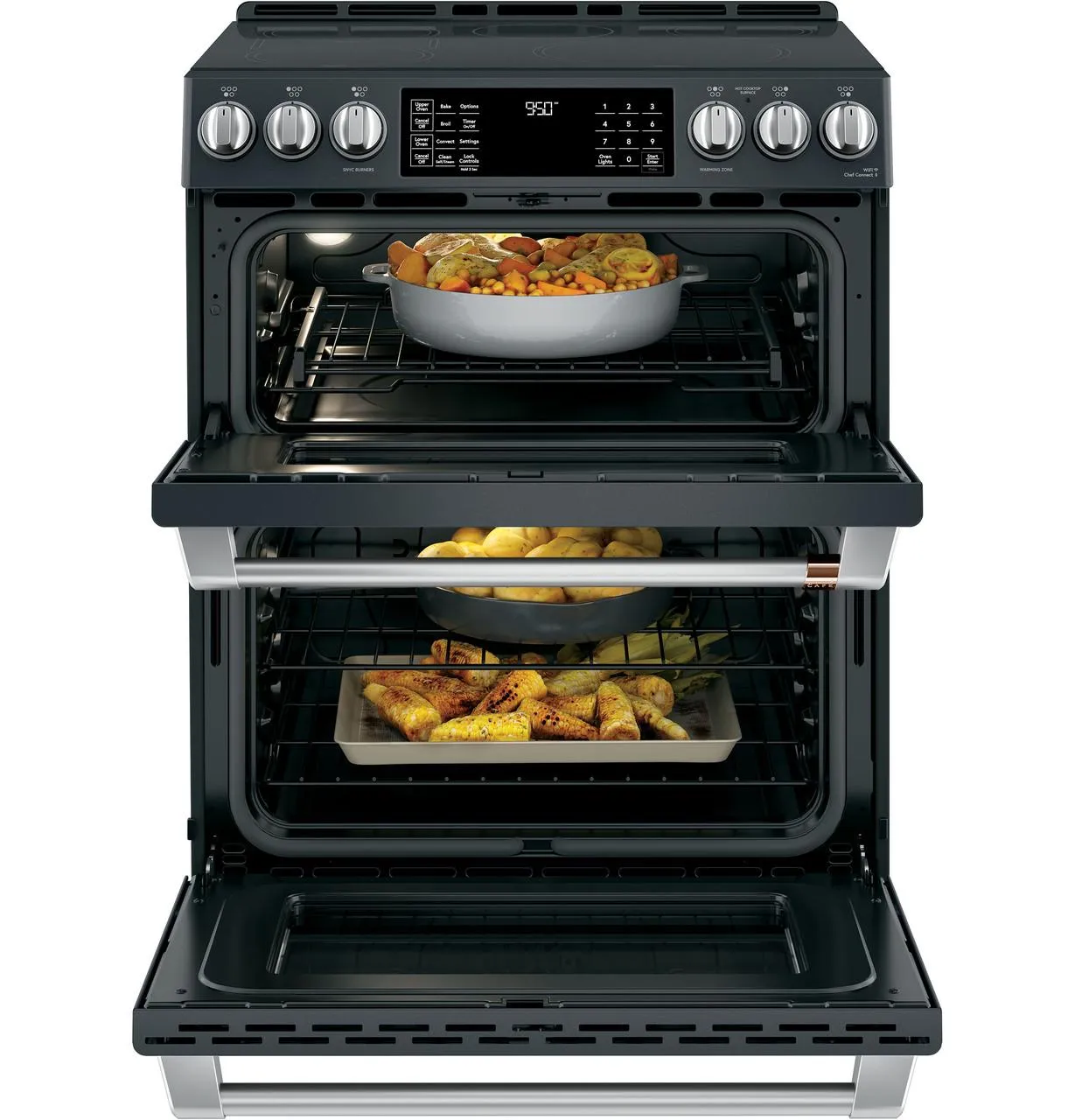 Cafe CHS950P3MD1 Caf(eback)™ 30" Smart Slide-In, Front-Control, Induction and Convection Double-Oven Range