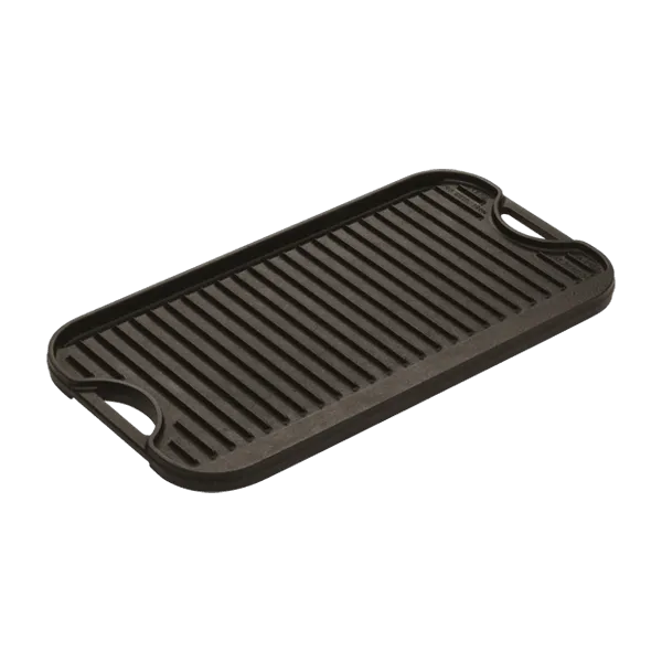 CAST IRON REVERSIBLE GRIDDLE WOOD BASE