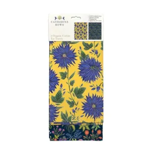 Catherine Rowe 2 Blue Flowers & Medieval Floral Kitchen Towels