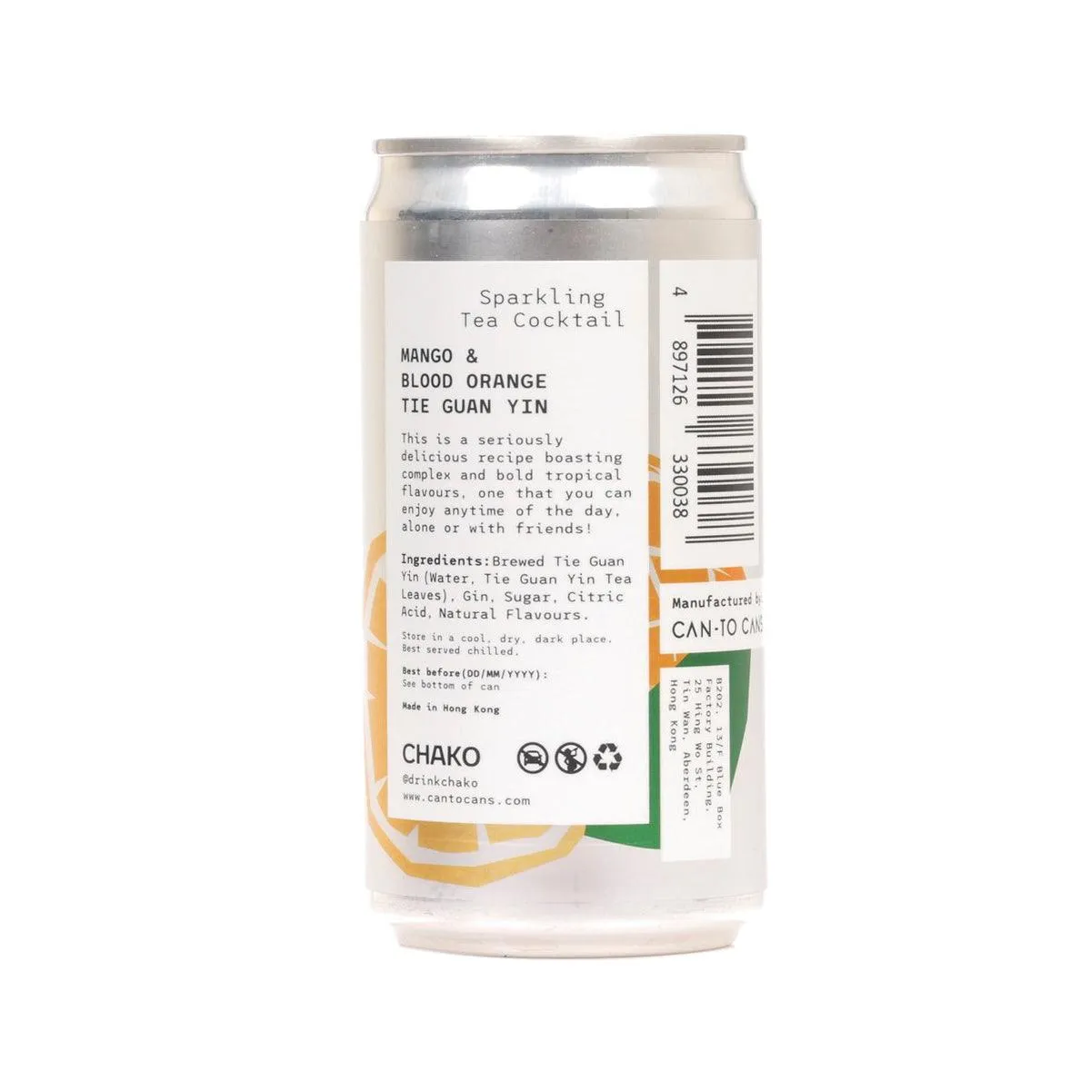 CHAKO Sparkling Tea Cocktail - Mango & Blood Orange Tie Guan Yin (Alc 7.0%) [Can]  (250mL)