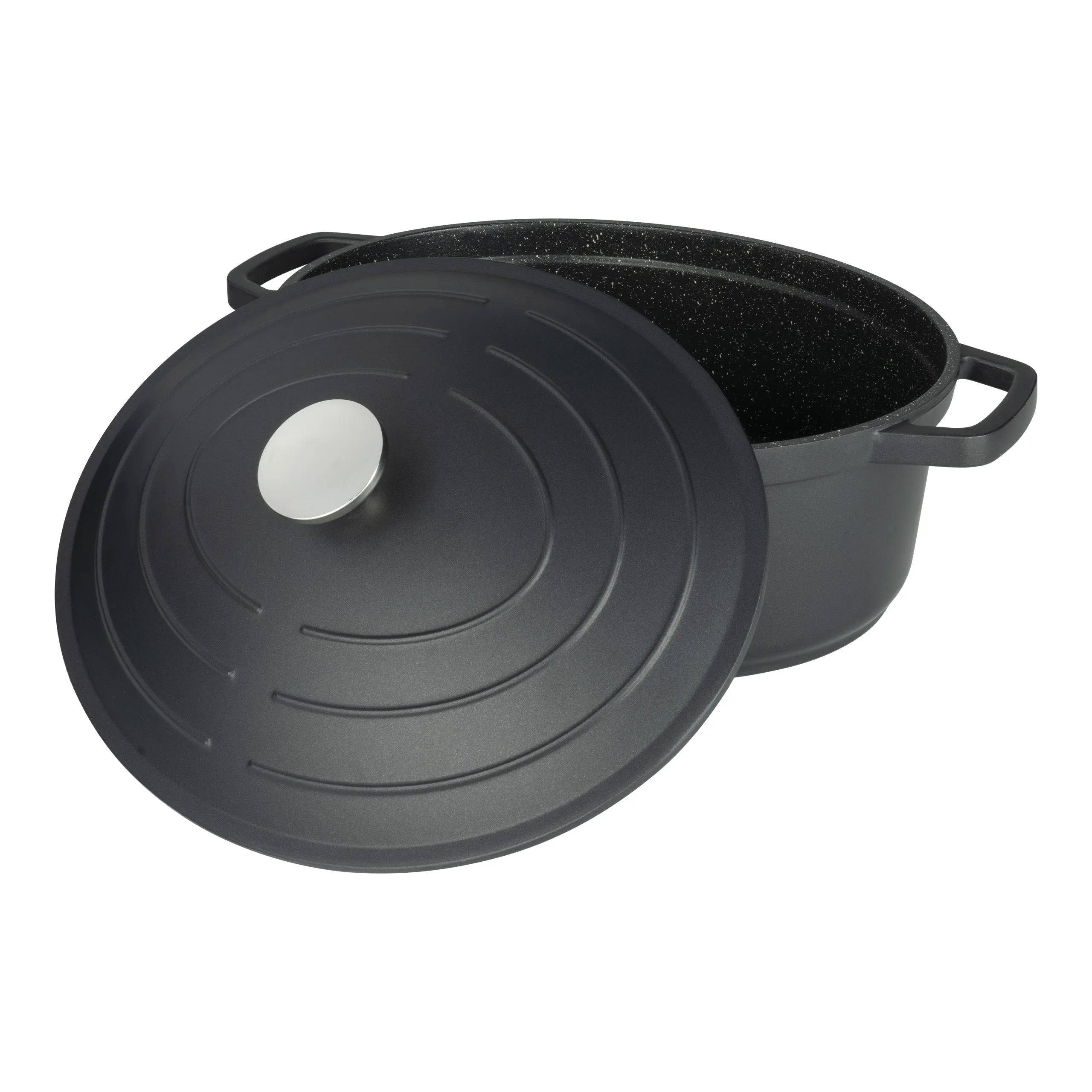 Commichef Cast Aluminium 32cm Oval Casserole - Black