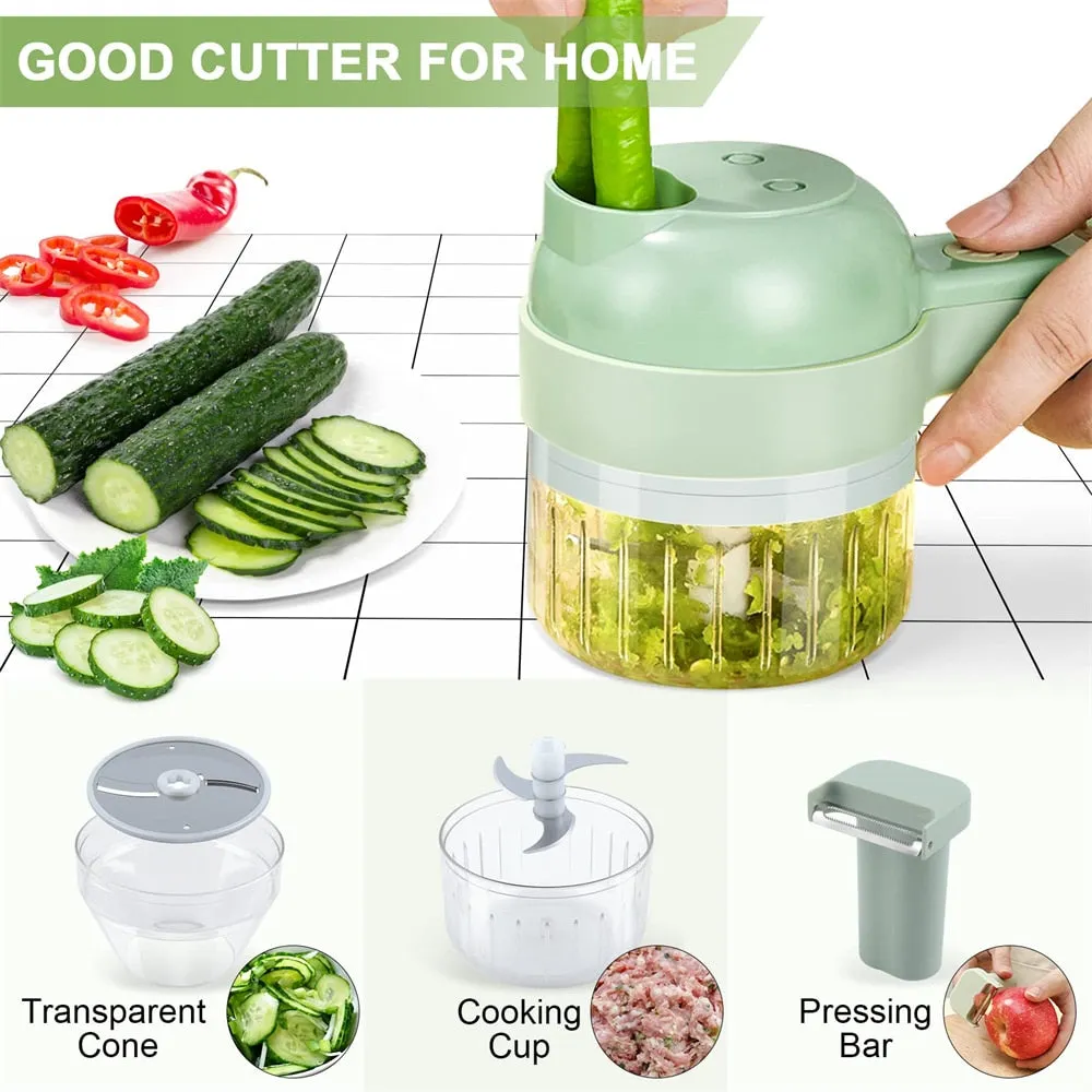 Compact 4-in-1 Handheld Electric Vegetable Slicer