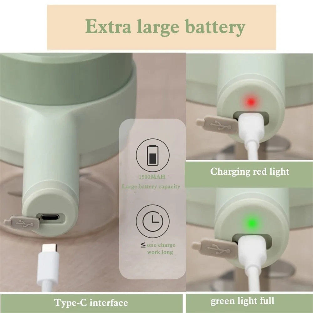 Compact 4-in-1 Handheld Electric Vegetable Slicer