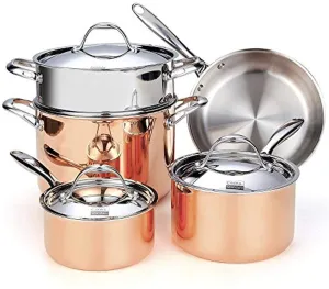 Cooks Standard Copper, Stainless Steel 8-Piece Multi-Ply Clad Cookware Set