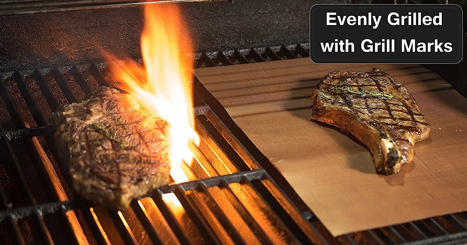 Copper Grill Mats (3 Pack) - New Durable Quality - Non-Stick Grill Mats - FDA Approved, PFOA Free, Grill Gift Accessory - For Gas, Charcoal, or Electric Grills - 16&quot; x 13&quot;