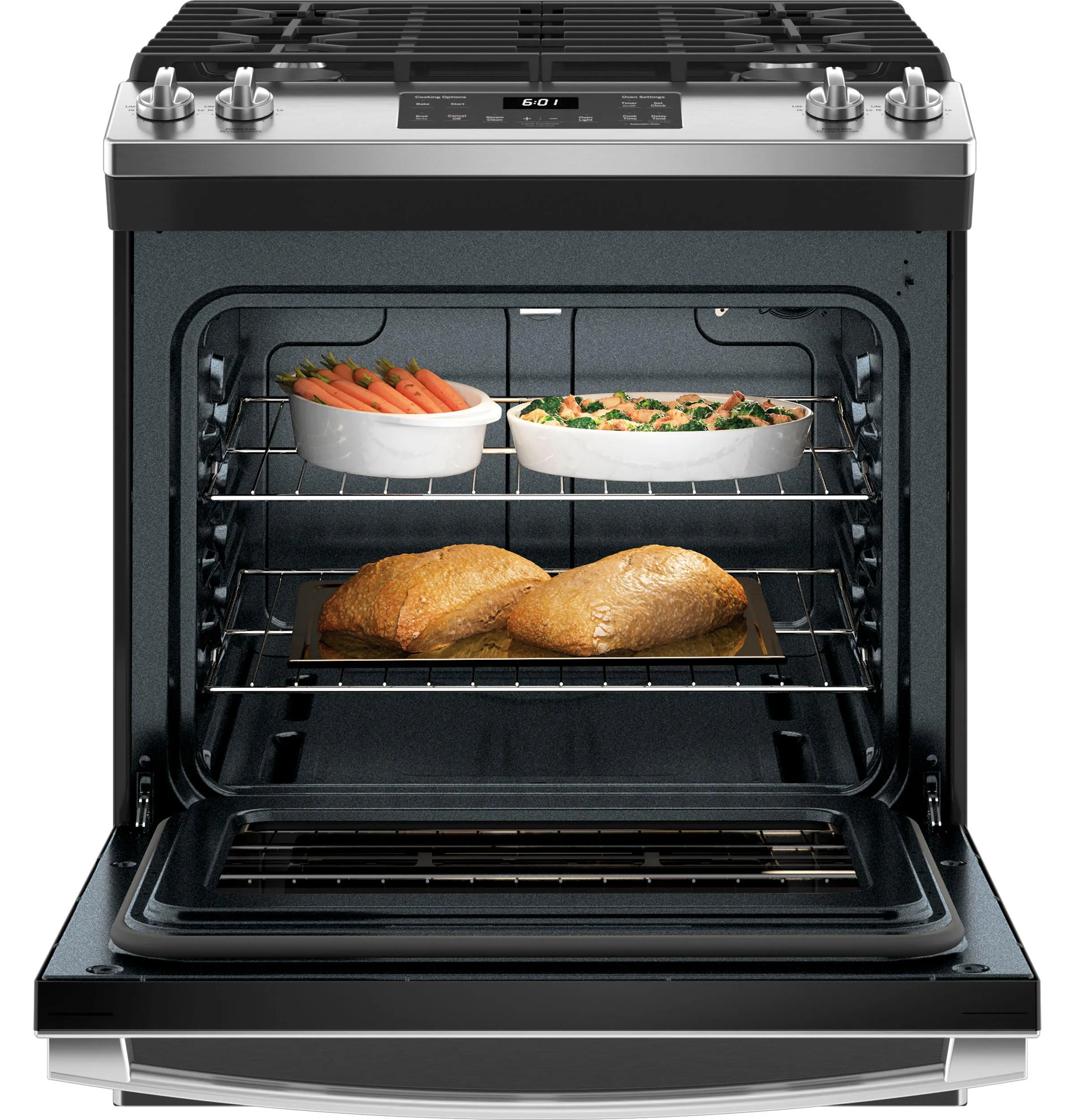 GE® 30" Slide-In Front Control Gas Range