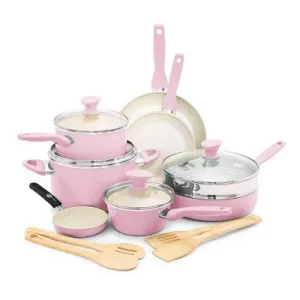 GreenPan Rio 16pc Ceramic Nonstick Cookware Set Blush