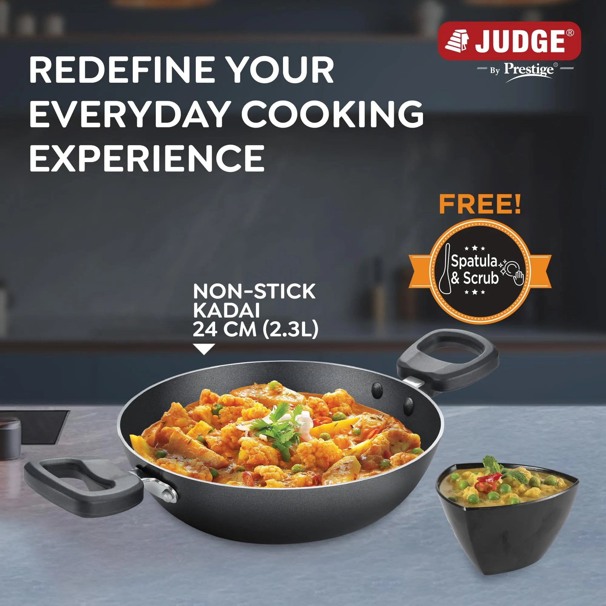 Judge by Prestige Everyday Kadhai 24 cm Diameter 2.3 L Capacity (Aluminium, Non-Stick)