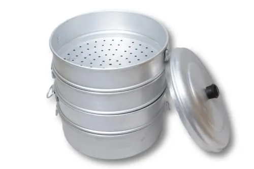 KC Aluminium Momos Steamer Diamm: 8 Inch With 4 Tier Capacity 5 Litres, Silver